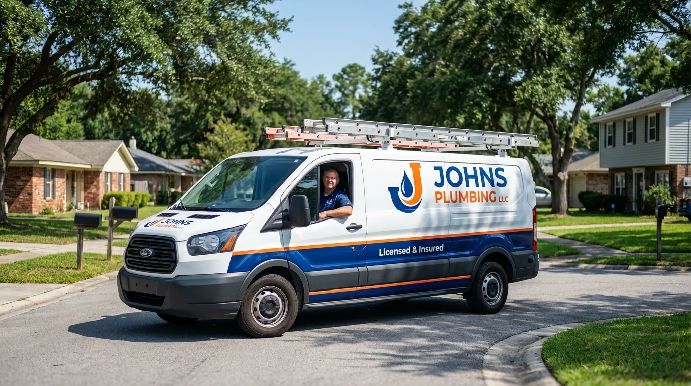 Johns Plumbing LLC service van in Bushnell, IL