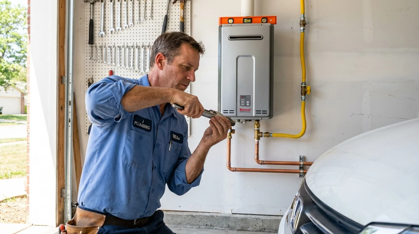 Tankless water heater installation by a Johns Plumbing LLC plumber in Bushnell